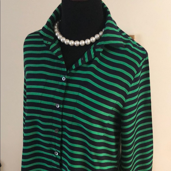 J. Crew Tops - J. Crew Silk Striped Shirt Size 6